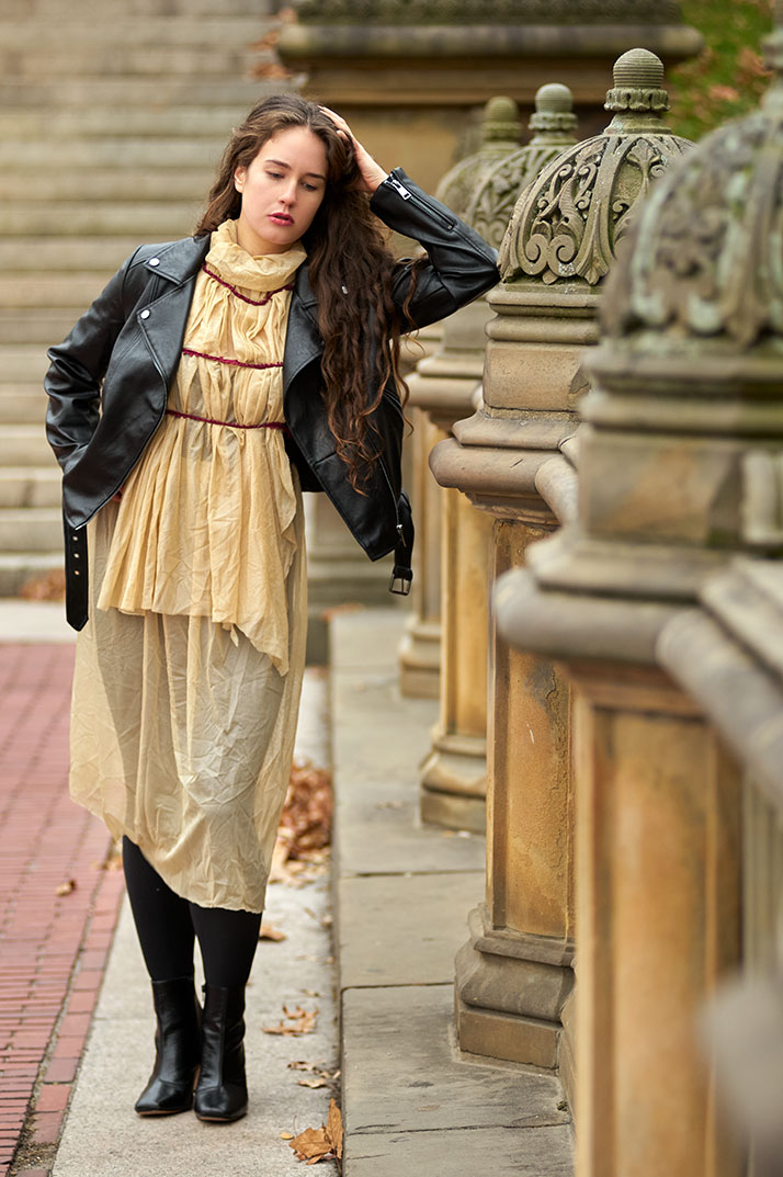 Female model photo shoot of Daisy Thomas in Central Park, New York, NY, wardrobe styled by soul by taptitapan