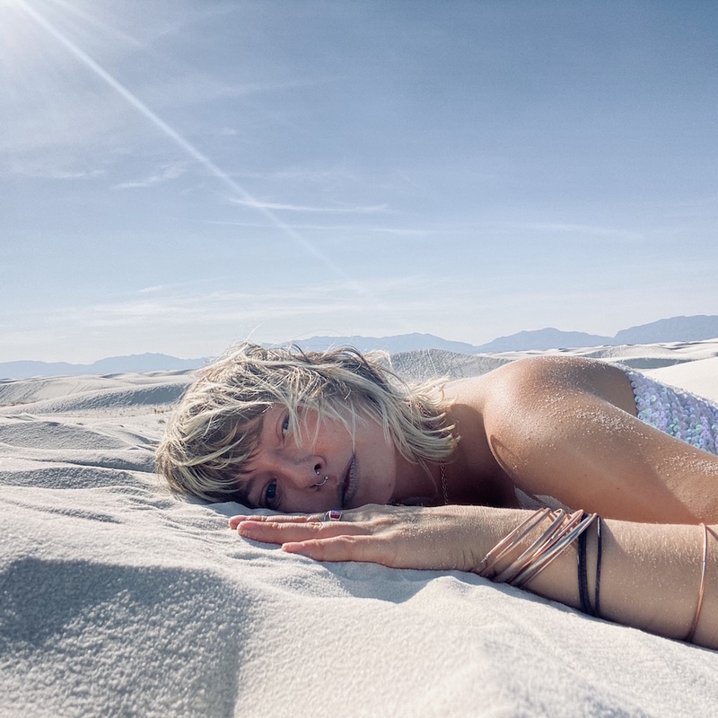 Female model photo shoot of Lenny Langley in White Sands, New Mexico