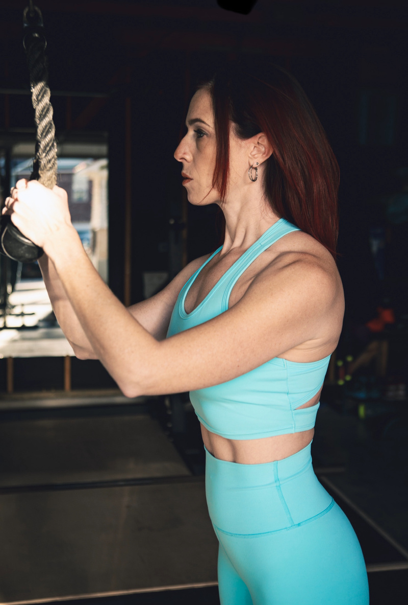 Female model photo shoot of ByeFeliza in Gym