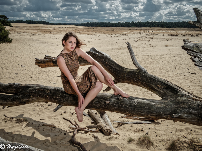 Female model photo shoot of Laura van Eer in National Park The Hoge Veluwe, The Netherlands