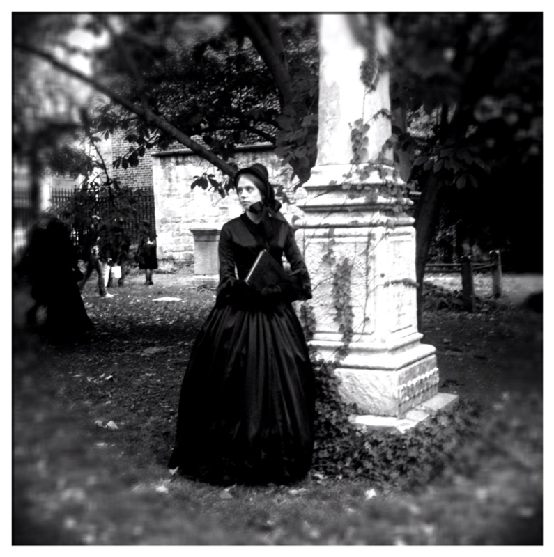 Female model photo shoot of agnesgrey in NYC Marble Cemetery