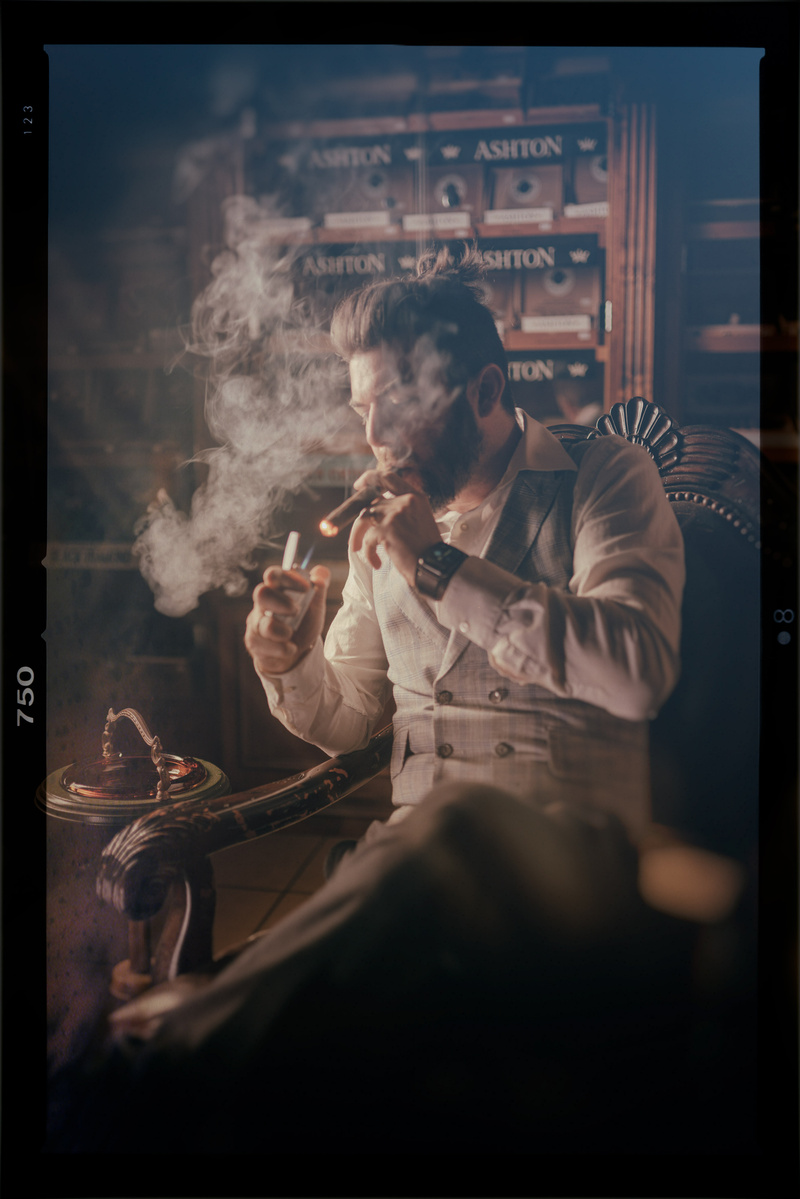 Male model photo shoot of Joel Wortman in Charlotte Cigar Culture