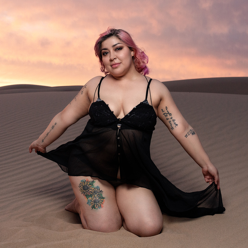 Female model photo shoot of Beka Sunrise in Cuervitos Dunes