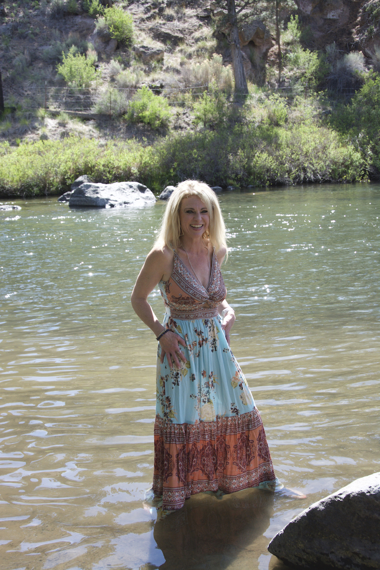 Female model photo shoot of TraciR in Deschutes River