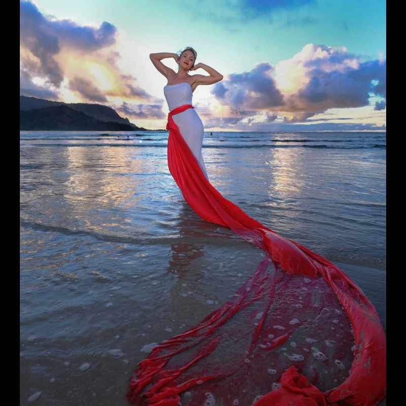 Female model photo shoot of Peachy Venom by SparkyPhotoAZ in Hanalei Bay Hawaii