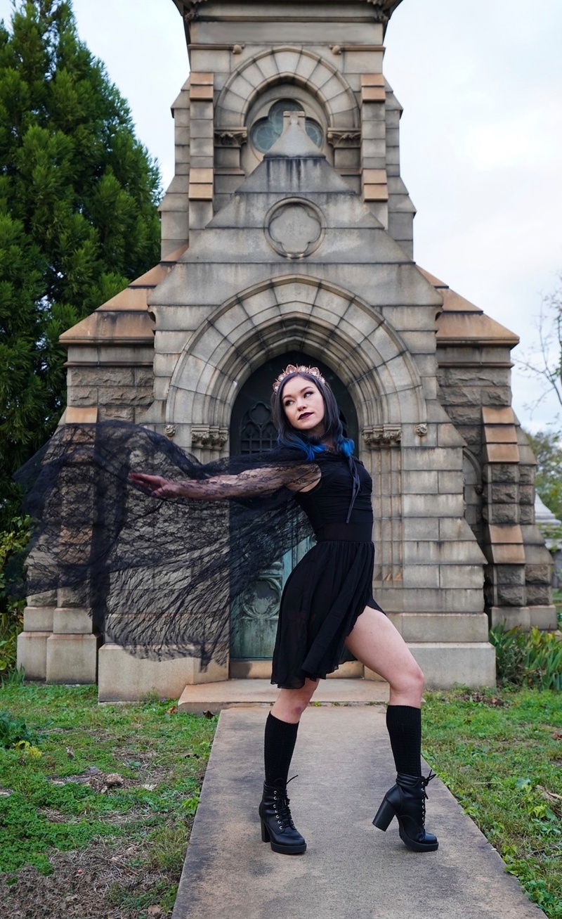 Female model photo shoot of Jordinary in Oakland Cemetery