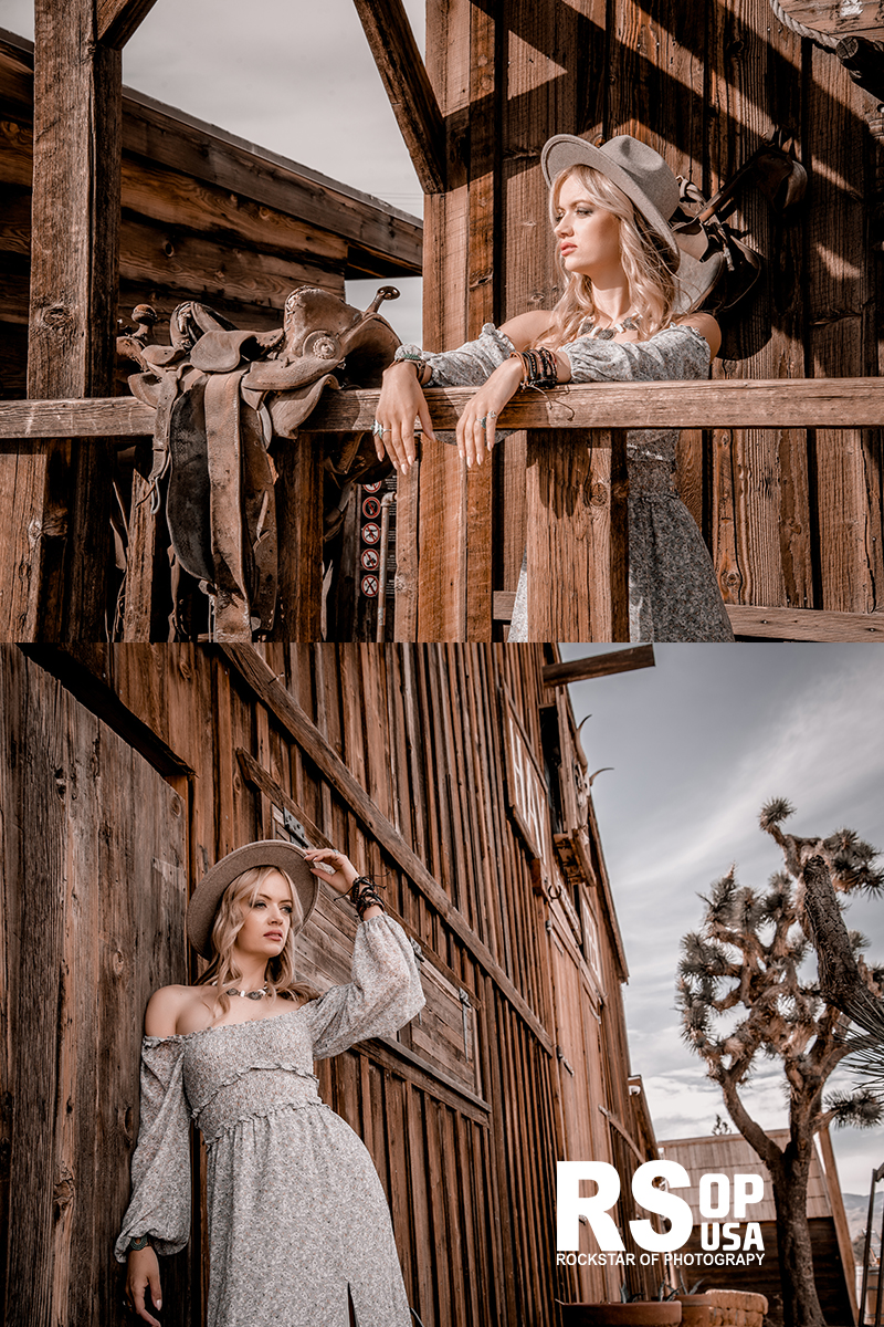 Male and Female model photo shoot of RSOP USA and Svitlana O in Pioneer Town, California