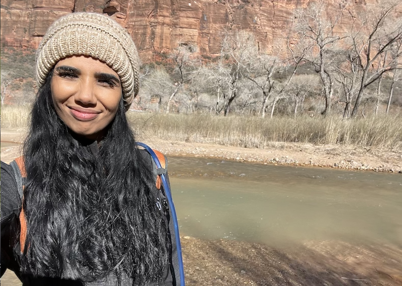 Female model photo shoot of samharb in Zion National Park