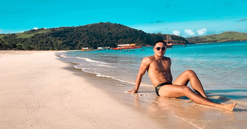 Male model photo shoot of Linjun Moralde in Calaguas Island Philippines