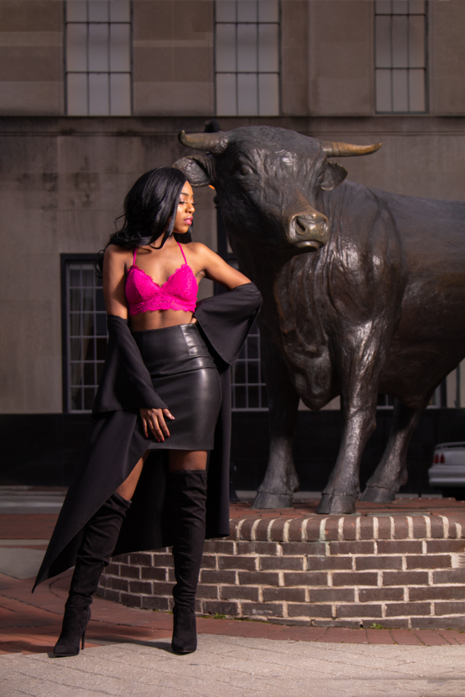 Male and Female model photo shoot of CenturyFX Studios and Karise Monet in Downtown, Durham, NC