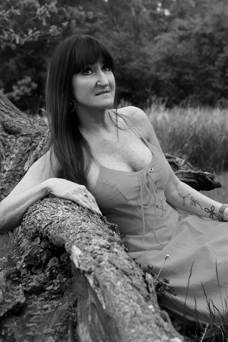 Female model photo shoot of Anett D in Fischer woods Bensenville