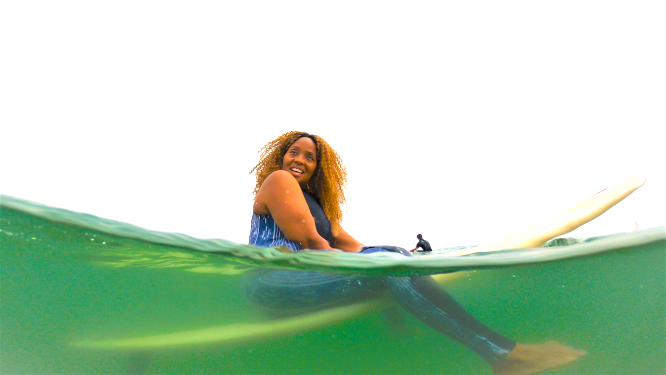 Female model photo shoot of Mimi Miller _ Surf Chic in The Ocean