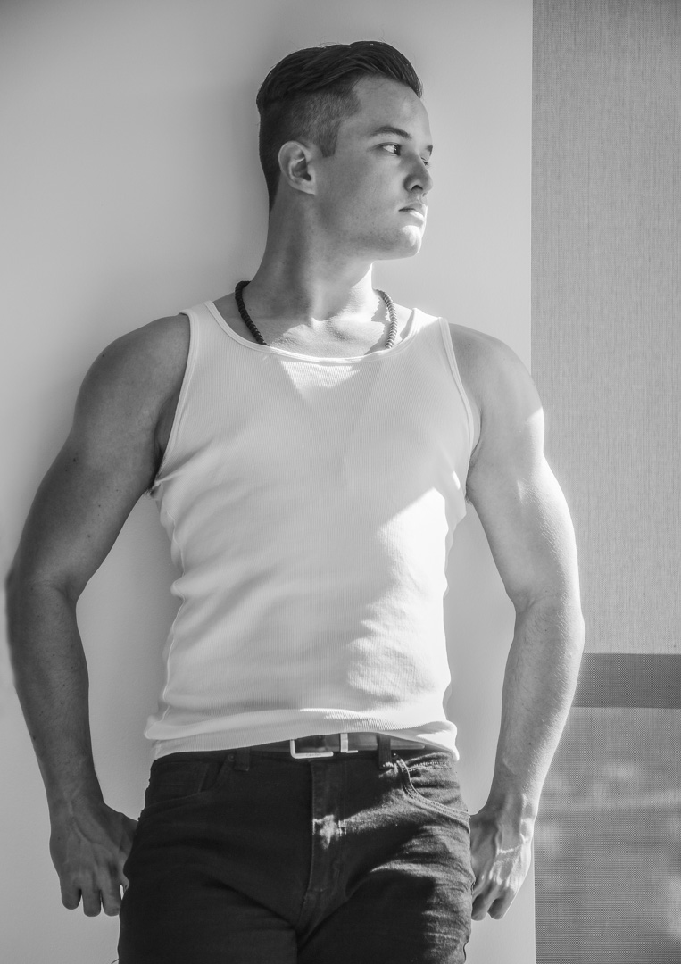 Male model photo shoot of Achilles Lazarescu by RM Brewer in Irvine, California