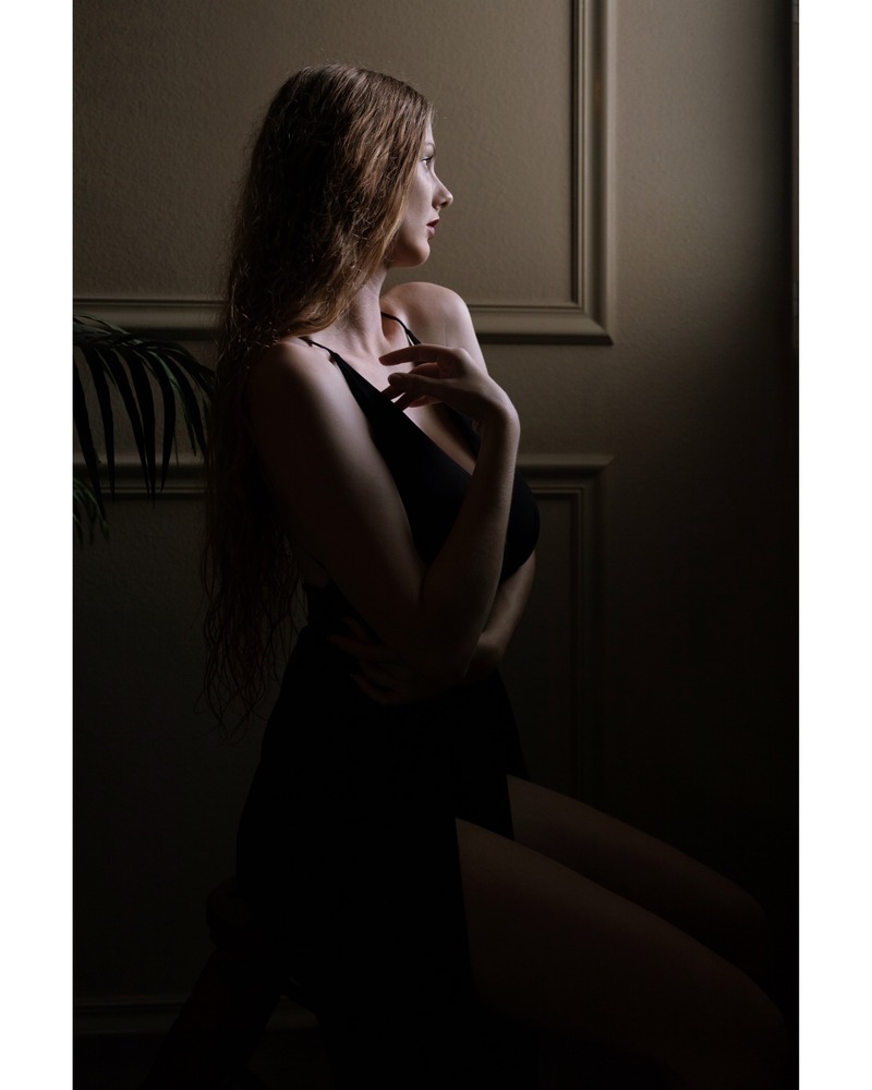 Female model photo shoot of light touches