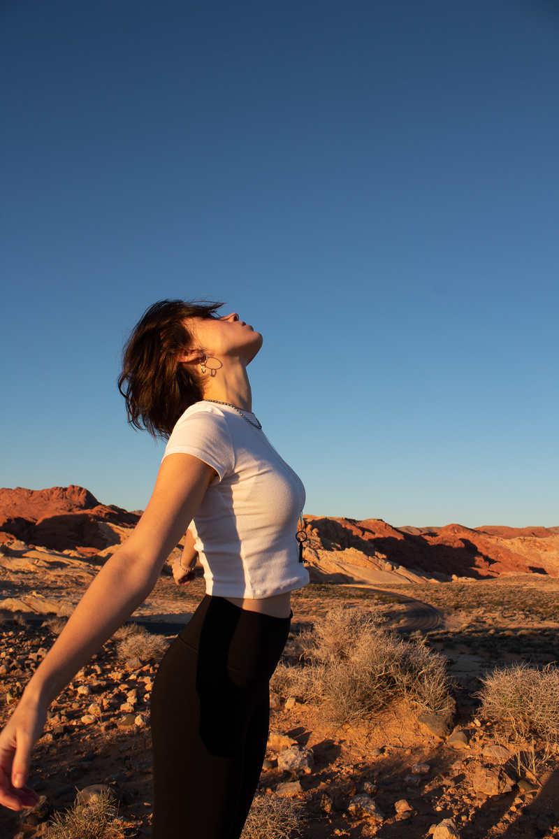 Female model photo shoot of morganweidinger in Valley of Fire State Park, Nevada