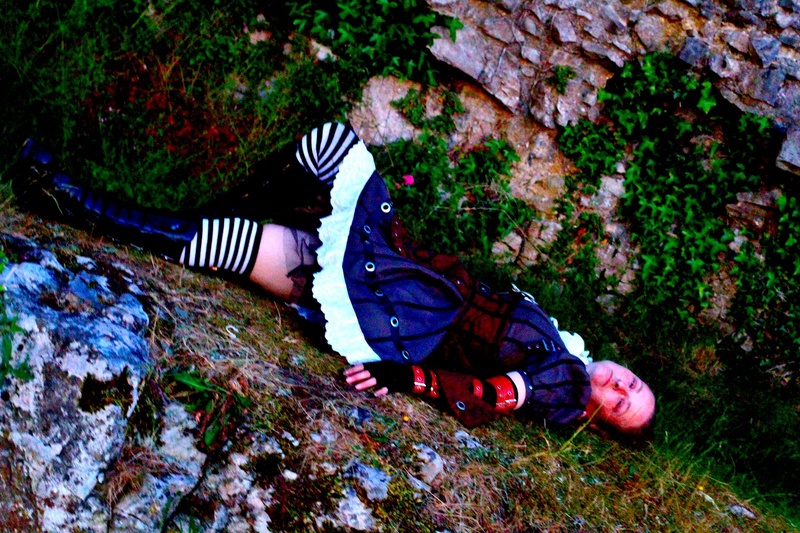 Female model photo shoot of KizzyShadowkast in Denbigh Castle, Wales