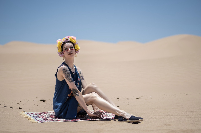 Female model photo shoot of DaphneM00n by StevenHajdu in Imperial sand dunes, CA