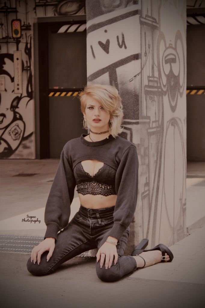 Female model photo shoot of Meeko Rose by Icepac Photography in Graffiti Alley