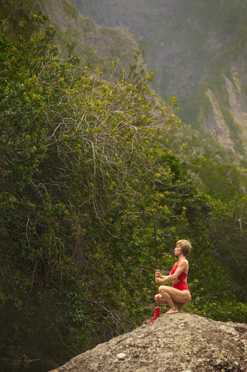 Male and Female model photo shoot of Fall River Photo and NectarDrops in Iao Valley, Maui, HI