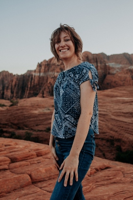 Female model photo shoot of Saychip in Snow Canyon State park
