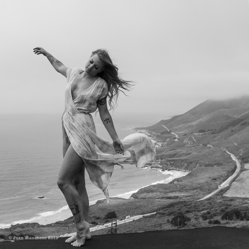 Female model photo shoot of Mikaelaa Gray in Big Sur, Ca