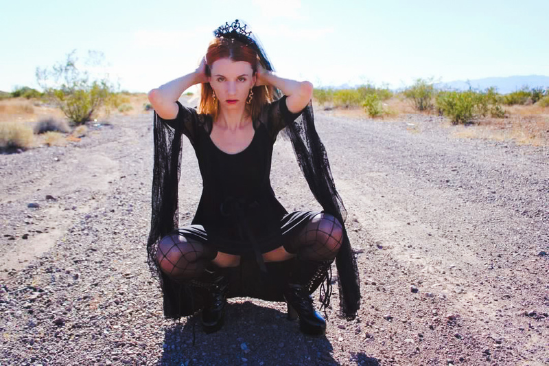 Female model photo shoot of AnimaNoira by UnsocialBeauty in El Dorado Dry Lake Bed, Mojave Desert