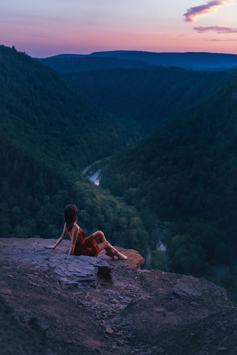 Female model photo shoot of Eva Nicole in Pennsylvania Grand Canyon