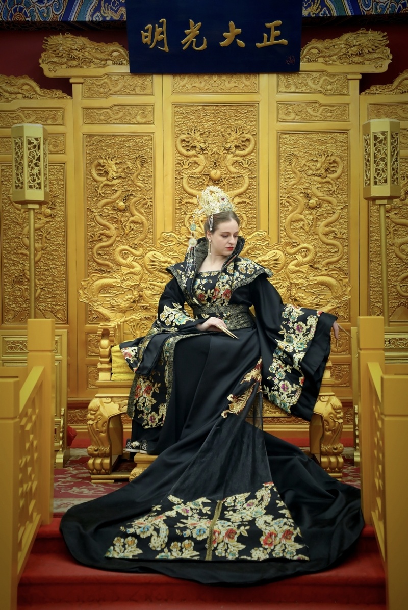 Female model photo shoot of AJ Kim in Ancient Culture Street, Tianjin China