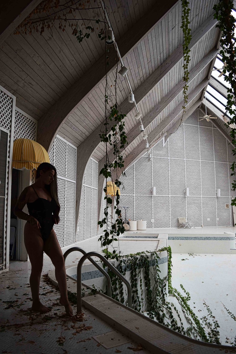 Female model photo shoot of GlamourGhoul in Abandoned