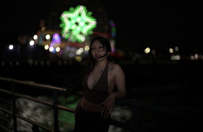 Female model photo shoot of FlaquitaMimi by EddieRO in Santa Monica Pier